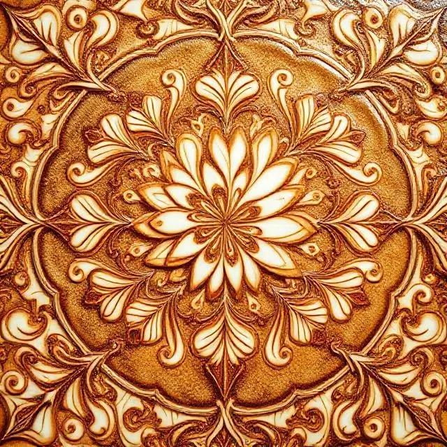 A stunningly detailed and complex latte art pattern.