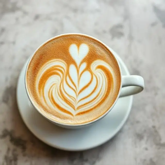 A creative and whimsical free-pour latte art design.