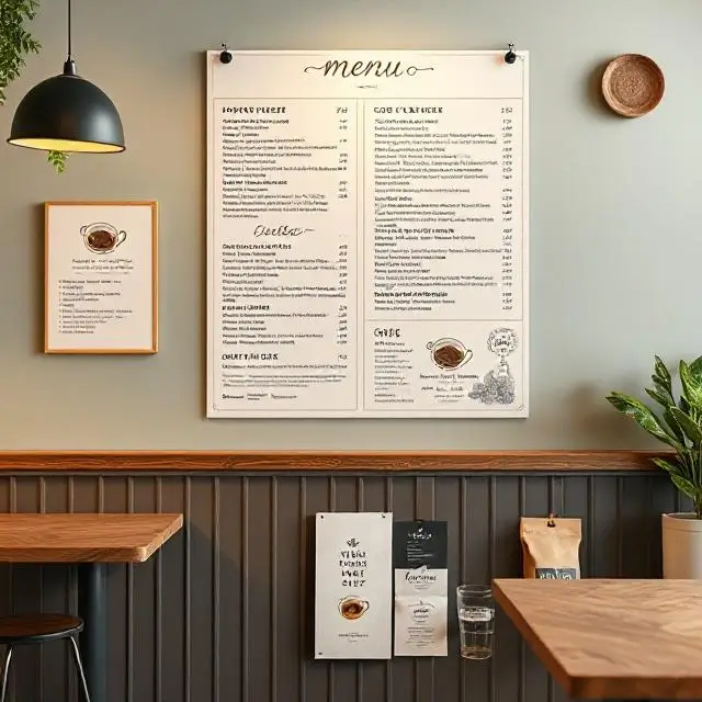 A beautiful menu and branding materials for a coffee shop.