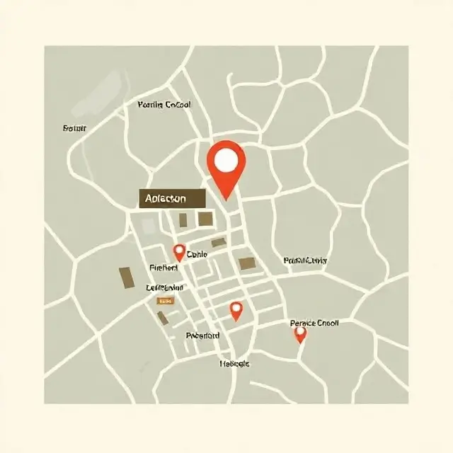 A stylized map showing the location of Aperture Coffee School.
