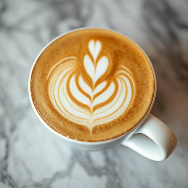 Beautiful latte art in a cup.