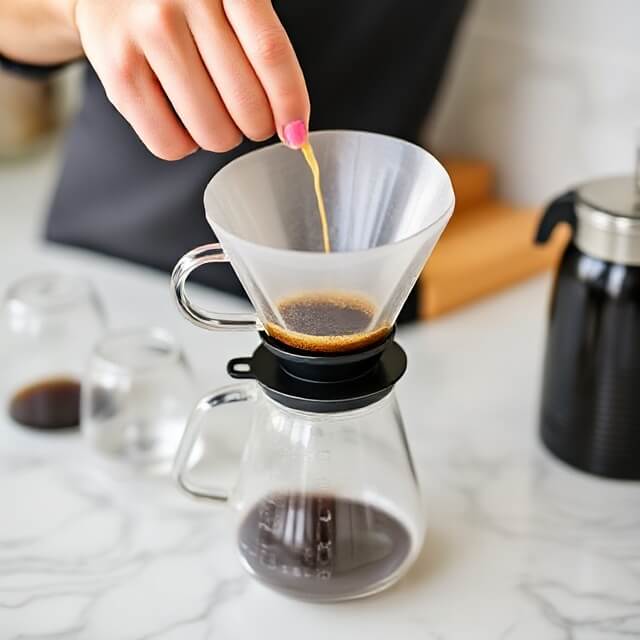 Pour-over coffee brewing setup.